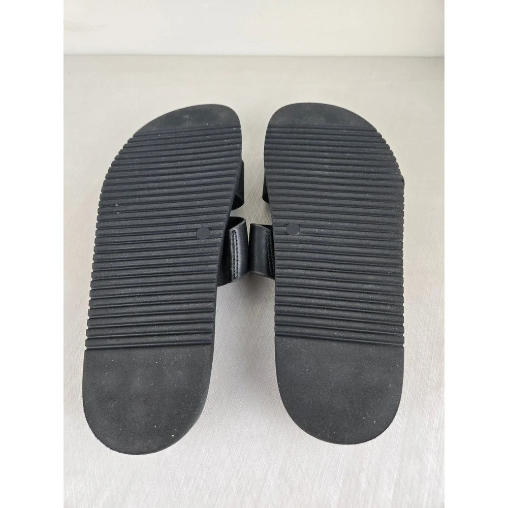 Steve Madden Hanni Black Platform Slide Sandals Gold Buckle Womens 8.5M - Picture 7 of 12